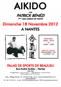 Stage aikido avec Patrick BENEZI à Nantes le 18 novembre 2012