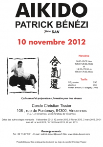 Stage aikido avec Patrick Bénézi à Vincennes le 10 novembre 2012
