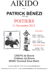 Stage aikido avec Patrick Bénézi le 11 novembre à Poitiers