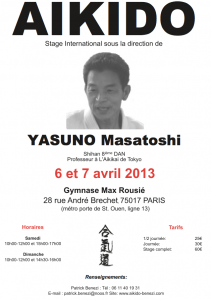 Stage international avec Yasuno Shihan les 6 et 7 avril 2013 à Paris