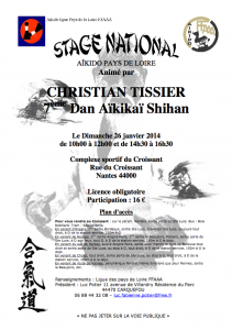 Stage aikido avec Christian TISSIER Shihan à Nantes le dimanche 26 janvier 2014