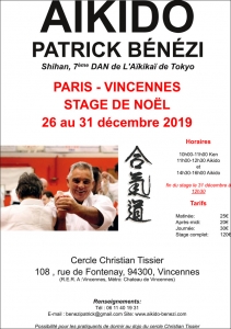 Stage de Noël avec Patrick Bénézi SHIHAN à Vincennes du 26 au 31 décembre 2019